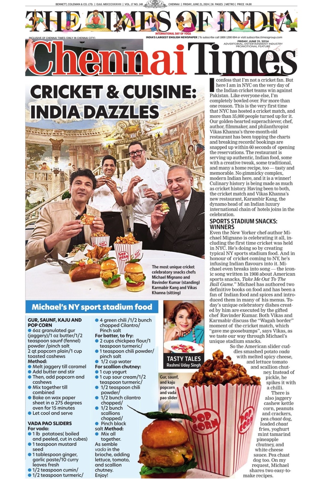CRICKET AND CUISINE: INDIA DAZZLES