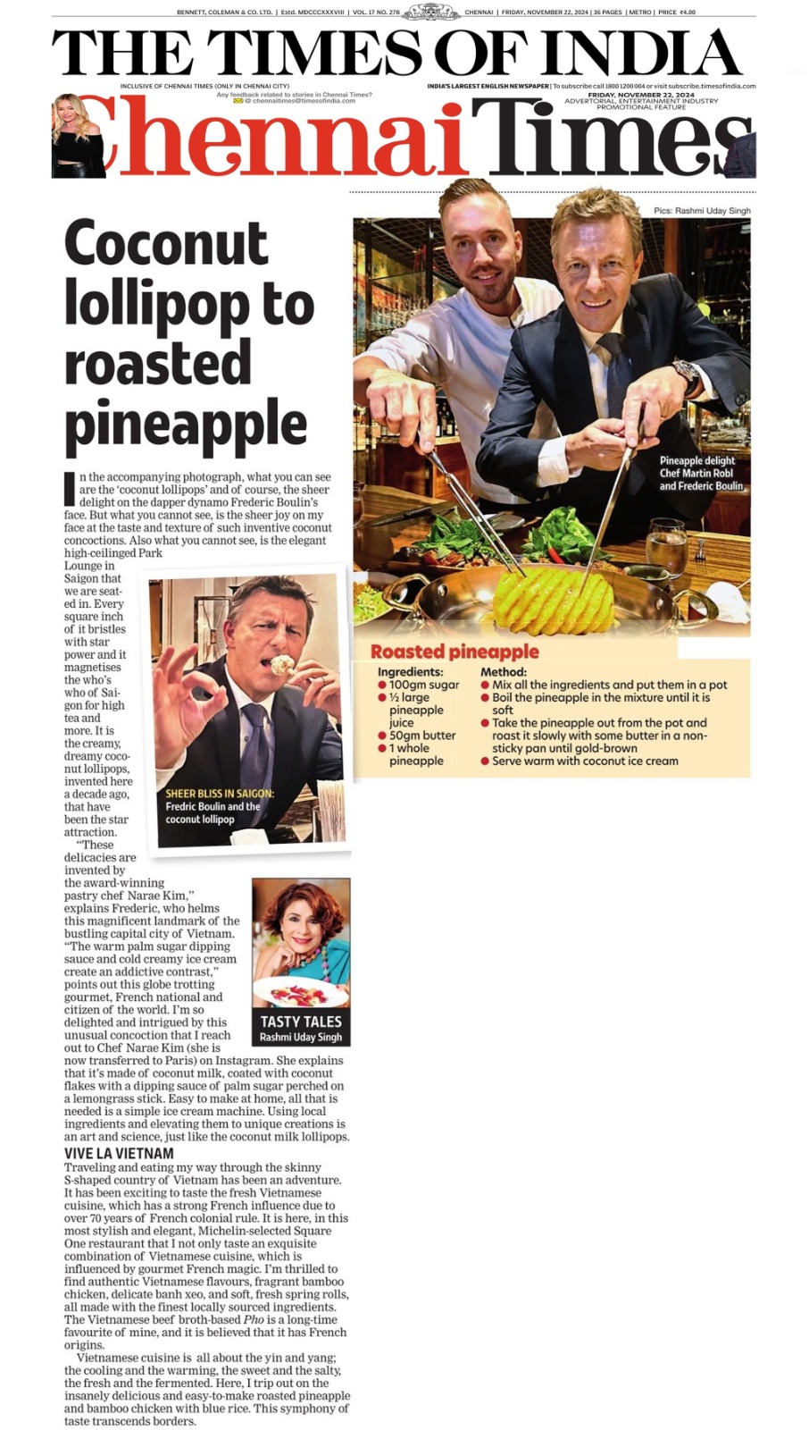 COCONUT LOLLIPOP TO ROASTED PINEAPPLE